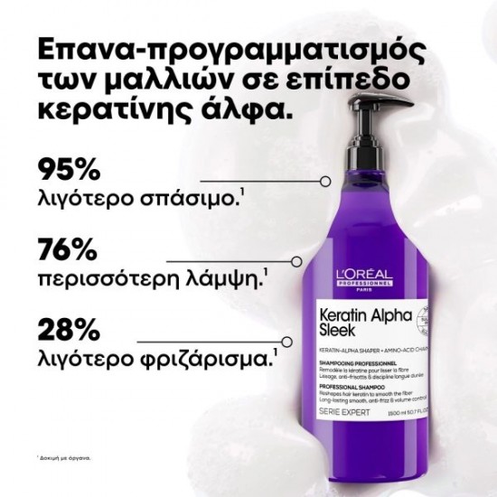 LOREAL PROFESSIONNEL KERATIN ALPHA SLEEK SHAMPOO ΑΝΑΔΟΜΗΣΗΣ /ΘΡΕΨΗΣ & ΟΓΚΟΥ 300ml