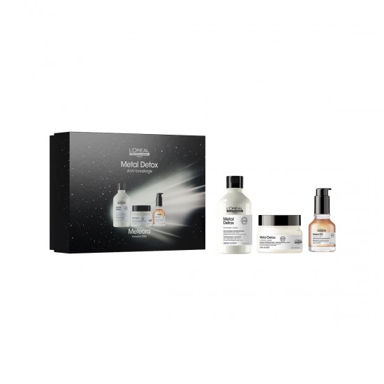 LOREAL PROFESSIONNEL LIMITED EDITION TRIO GIFT SET METAL DETOX ΓΙΑ ΛΙΓΟΤΕΡΟ ΣΠΑΣΙΜΟ ( Σαμπουάν300ml, mask 250ml και oil 50ml ) 