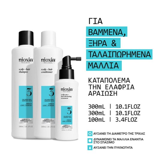 Nioxin Σύστημα 3 Loyalty Kit (Shampoo 300ml, Conditioner 300ml, Θεραπεία 100ml) 700ml Nioxin Σύστημα 3 Loyalty Kit (Shampoo 300ml, Conditioner 300ml, Θεραπεία 100ml) 700ml